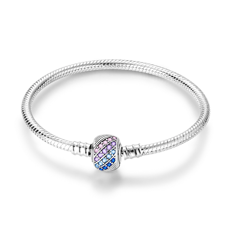 925 Sterling Silver Charm Bracelet - Leaf, Clover, Butterfly & Heart Design | 17-20cm Adjustable