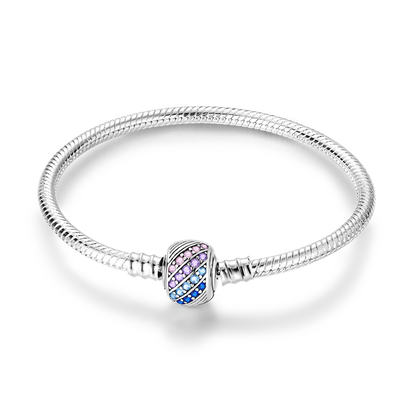 925 Sterling Silver Charm Bracelet - Leaf, Clover, Butterfly & Heart Design | 17-20cm Adjustable