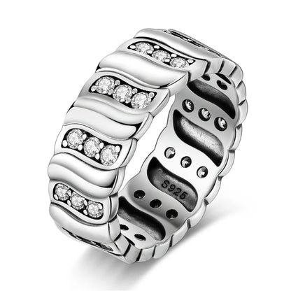 925 Sterling Silver Sparkling Zircon Ring - Classic Stackable Wedding Band for Women