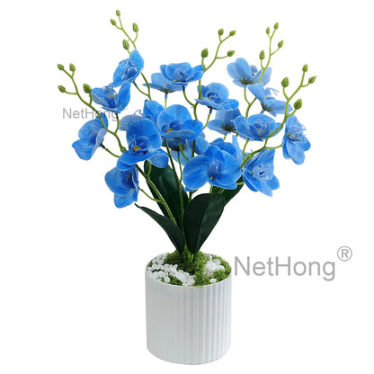 Artificial Flowers Potted 5-branched Phalaenopsis iron wire inside the branches