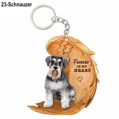 Dog Memorial Keychain - Forever In My Heart Angel Pendant Pet Jewelry Gift