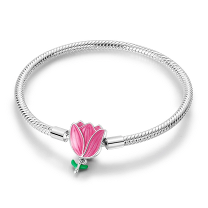 925 Sterling Silver Charm Bracelet - Leaf, Clover, Butterfly & Heart Design | 17-20cm Adjustable