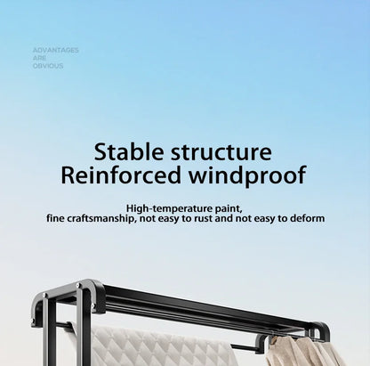 Movable Coat Rack With Universal Wheels Multifunctional Double-deck Simple Clothes Hanger Floor-Standing Bedroom Wardrobe