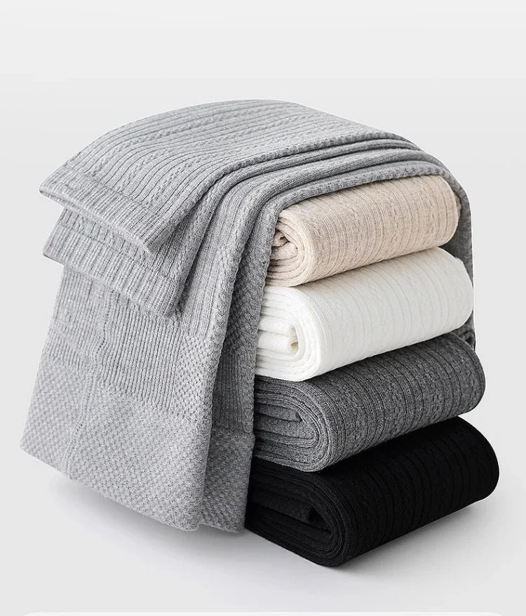 Girls Leggings Tights - Knitted Cotton Solid Color Pantyhose for Kids Spring Autumn