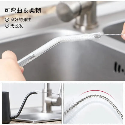 2-10Pcs Drinking Straw Cleaning Brush Kit Straw Tube Pipe Cleaner Nylon Stainless Steel Long Handle Cleaning Brushes forStraws