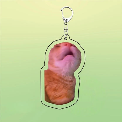Huh Cat Keychain Meme Keychain  Fanny Cat Keyring Talking Cats Confused Cat Pandant Cute Gift
