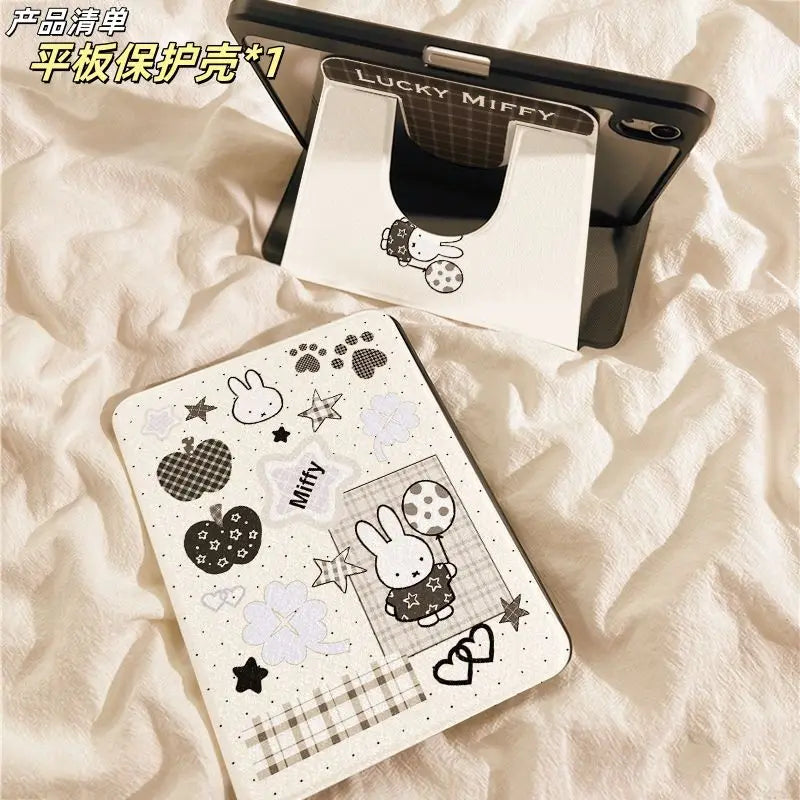 Kawaii Miffy Hasen-Tablet-Hülle, niedliche Cartoon-Ballon-Miffy-Hasen-Acryl-iPad10/air6-Tablet-Hülle, iPad11