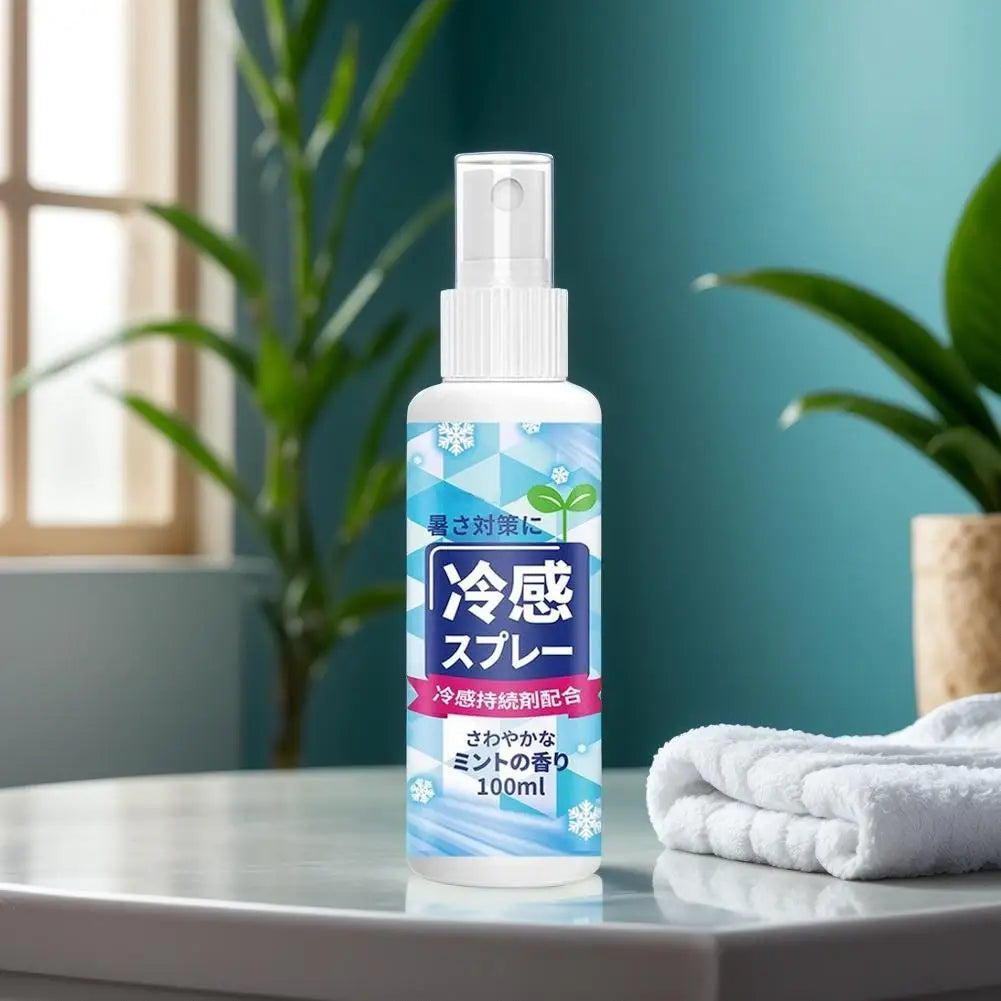100ml Summer Cooling Spray Portable Ice Feeling Clothing Training Relief Long-lasting Hydrating Cool Spray For Face& Body Bottle