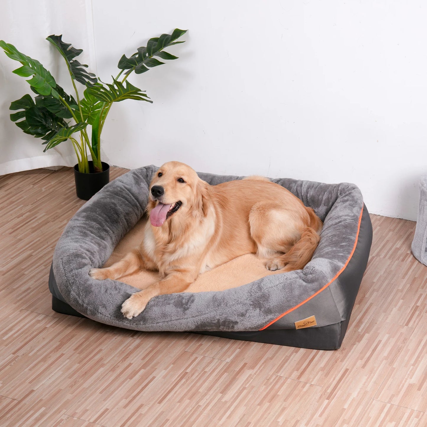 Jumbo Großes orthopädisches Hundebett mit Memory-Schaum, gesteppt, gepolstert, erhöhtes Kissen, warme, wasserdichte Matratze