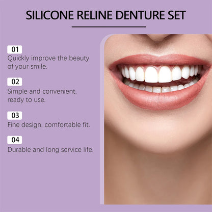 Silicone Reline Denture Set Wear-Resistant Soft Dentures False Teeth Non-Toxic Teeth Upper and Lower Set for Men Women