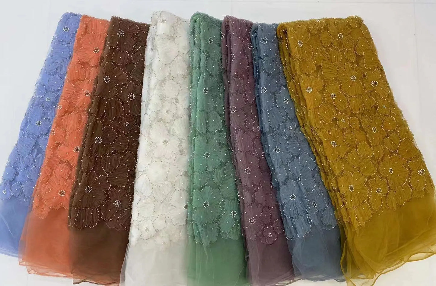 Dark Purple Panhua Bead Cord Embroidery + Sequin Embroidery Fairy Style Evening Dress Women’s Skirt Fashion Bead sewing 2 yard