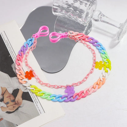 Doulbe Layered Pink Color Strawberry Resin Chain Keychains Women Girls Hip Hop Waist Chain Pants Trousers Chain Bohemian Jewelry