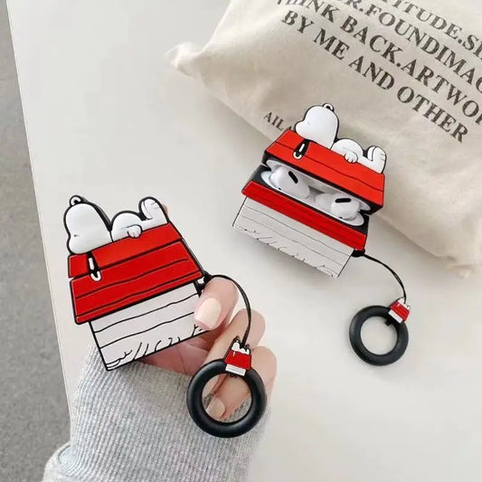 For AirPods 4 3 2 1 Pro Pro2 Earphone Case 3D Snoopy Silicone Cartoon Headphone Box With Pendant Funny Cover