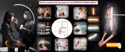 Fosoto Multifunctional Half Moon Lamp Video Ring Lash Light For Beauty Facials Salon Tatoo Live Stream Photography Photo TikTok