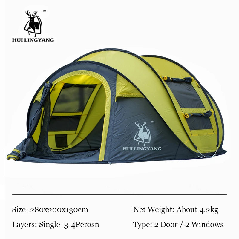 HUI LINGYANG throw tent outdoor automatic tents throwing pop up waterproof camping hiking tent waterproof large family tents