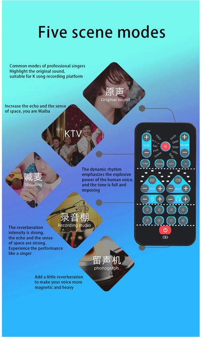 M10 Voice Changer Device Karaoke Function Male Female Voice Switch Universal Portable Sound Changer Card Fine Tuning for Live