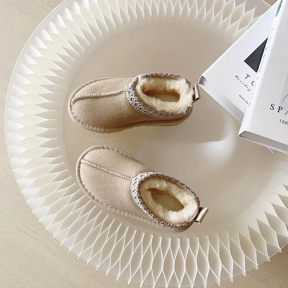 Kids Winter Slippers - Luxury Fur Lined Non-Slip Indoor Boots for Boys & Girls