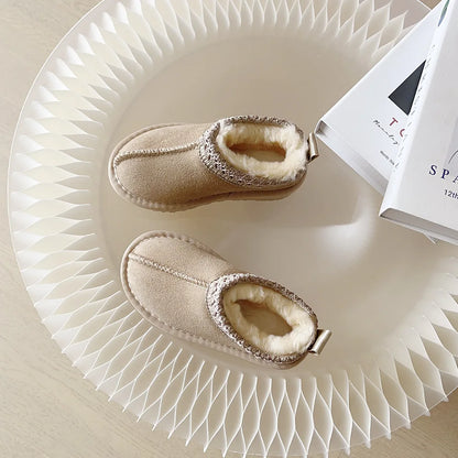 Kids Winter Slippers - Luxury Fur Lined Non-Slip Indoor Boots for Boys & Girls