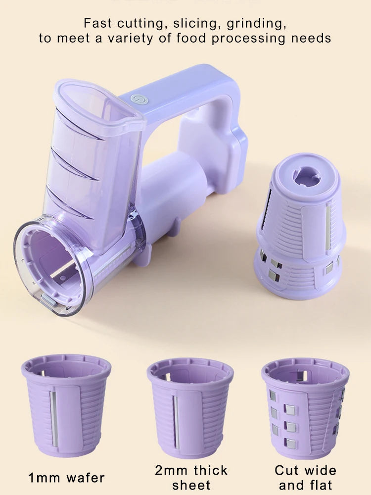 Electric Cheese Grater Portable Salad Maker With 3 Different Shapes of Blades 40W Electric Rotary Slicer Shredder ABS304