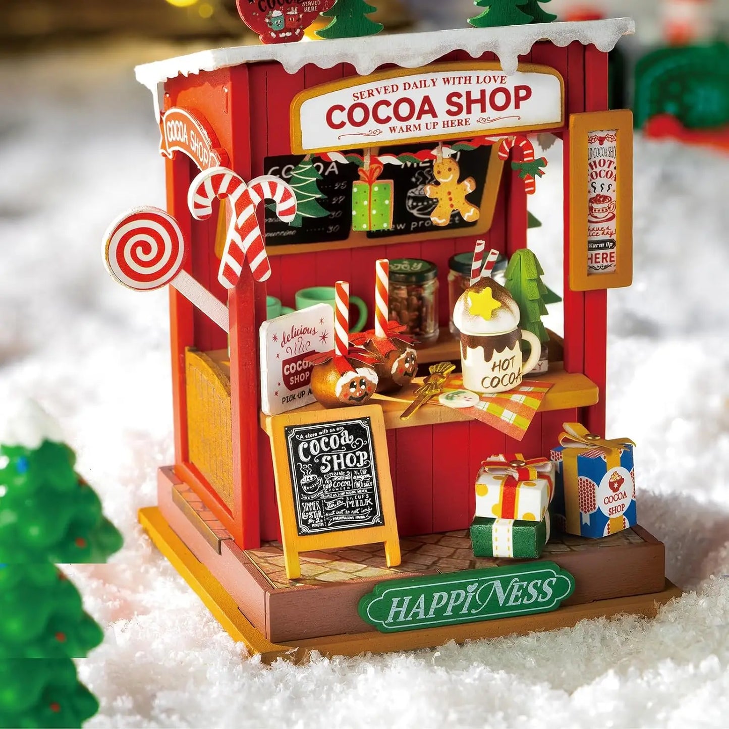Robotime DIY Miniature House Kit Decoration Christmas Fireplace Mini House Building Craft Kits for Adults Gift  For Christmas
