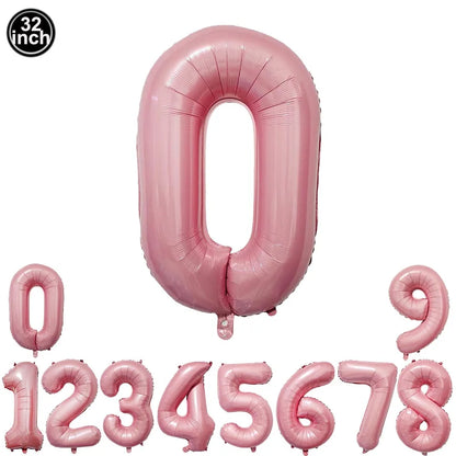 32inch Hot Pink Rose Foil Number Balloons Girls Birthday Pink Large Number Balloon Birthday Wedding Baby Shower Party Decor