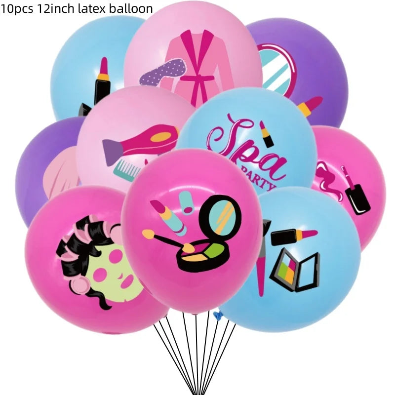 Cosmetics Makeup SPA Theme Party Decoration Tableware Set Paper Cup Plate Napkins Tablecloth Wedding Event Girls Birthday Favor