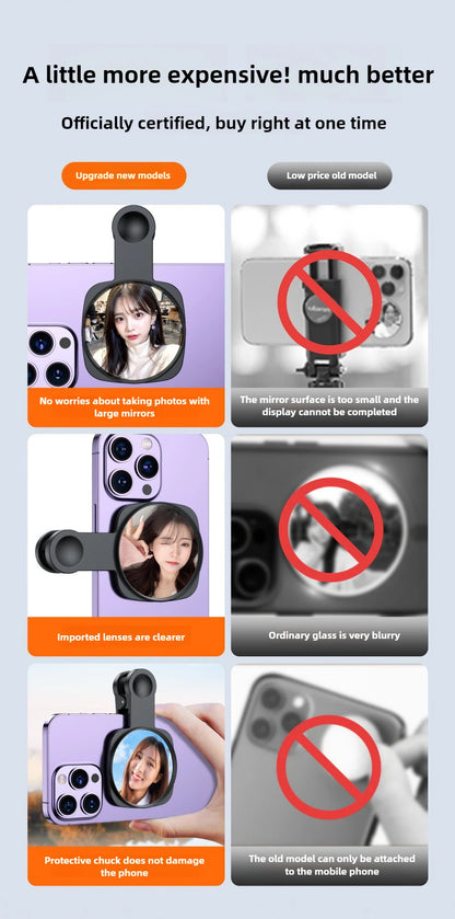 Smartphone Camera Lens Selfie Mirror Clip Kit for IPhone Smartphone Live Streaming Photo Video Selfie Vlog Accessories