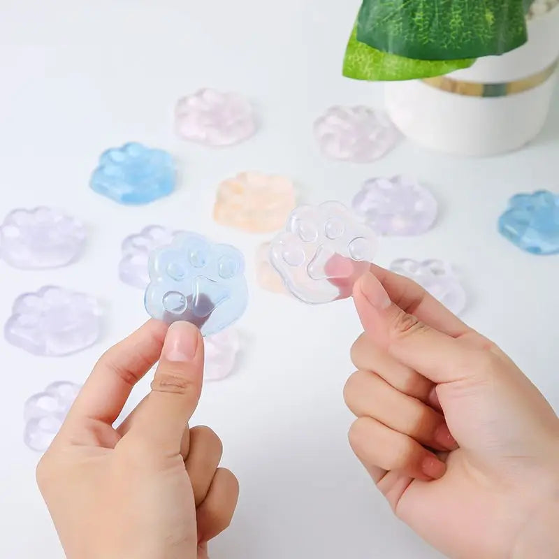 5-10PCS Kawaii Cat Paws Sticky Squeeze Toys Soft Realistic Jelly Glitter Cat Paws Transparent Squeeze Toys Kids Adult Gifts