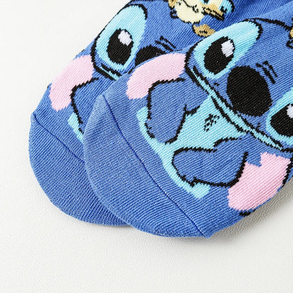 10Pairs miniso disney Unisex Cartoon Anime Socks Men Women Hip Hop Street Style Funny Casual Short Boat Socks