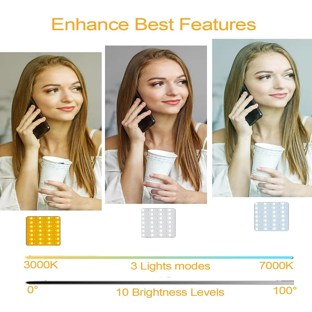Portable LED Selfie Light for iPhone Samsung iPad Mobile Phone Laptop Clip Rechargeable Flash Fill Photo Video Photography Lamp