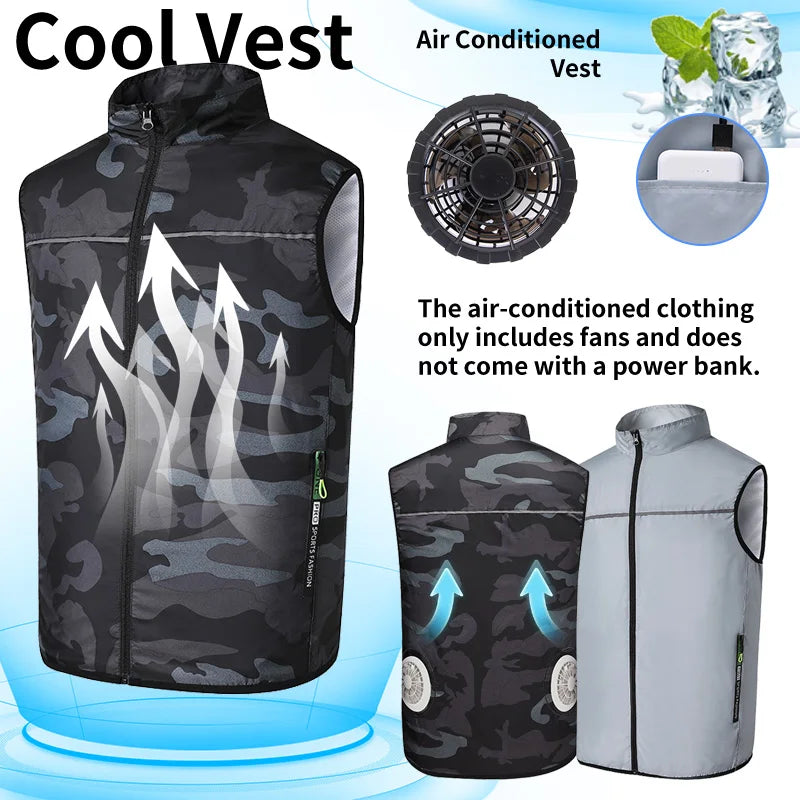 Summer Cooling Fan-Equipped Air-Conditioned Vest—Ideal for High-Temperature Work Environments; Breathable Outdoor Cooling Vest