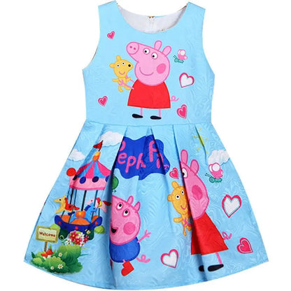 Peppa Pig Peppa George Personality Cartoon Holiday Gift Kawaii Kids Cotton Dress Creative Cute Girls Sleeveless Skirt Wholesale