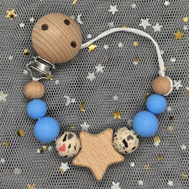 NEW Custom Name Wooden Personalized Baby Pacifier Chain Beech Bead Dummy Nipple Holder Guard Teether Pendant Newborn Mother Gift