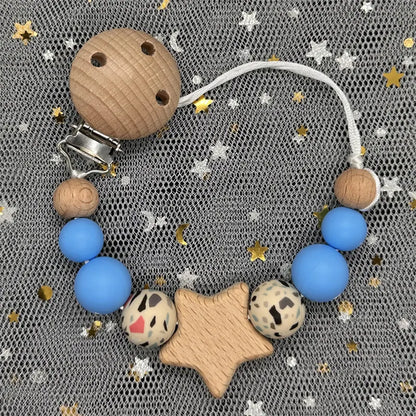 NEW Custom Name Wooden Personalized Baby Pacifier Chain Beech Bead Dummy Nipple Holder Guard Teether Pendant Newborn Mother Gift