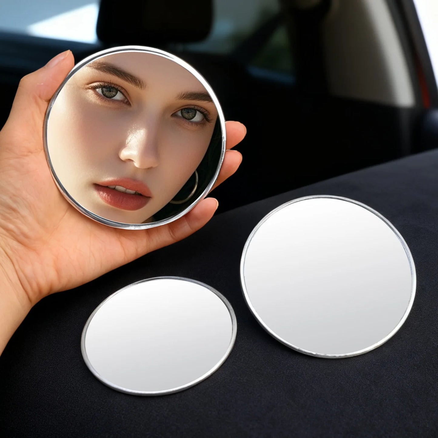 7.5cm/9.5cm Mini Hand-held Selfie Convex Mirror Travel Trip Pocket Selfie Mirror TikTok INS Fashion Mirrors for Traveling Alone