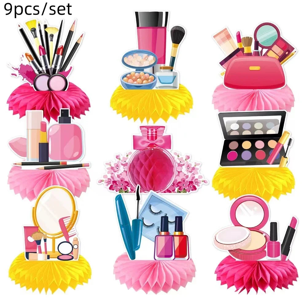 Cosmetics Makeup SPA Theme Party Decoration Tableware Set Paper Cup Plate Napkins Tablecloth Wedding Event Girls Birthday Favor
