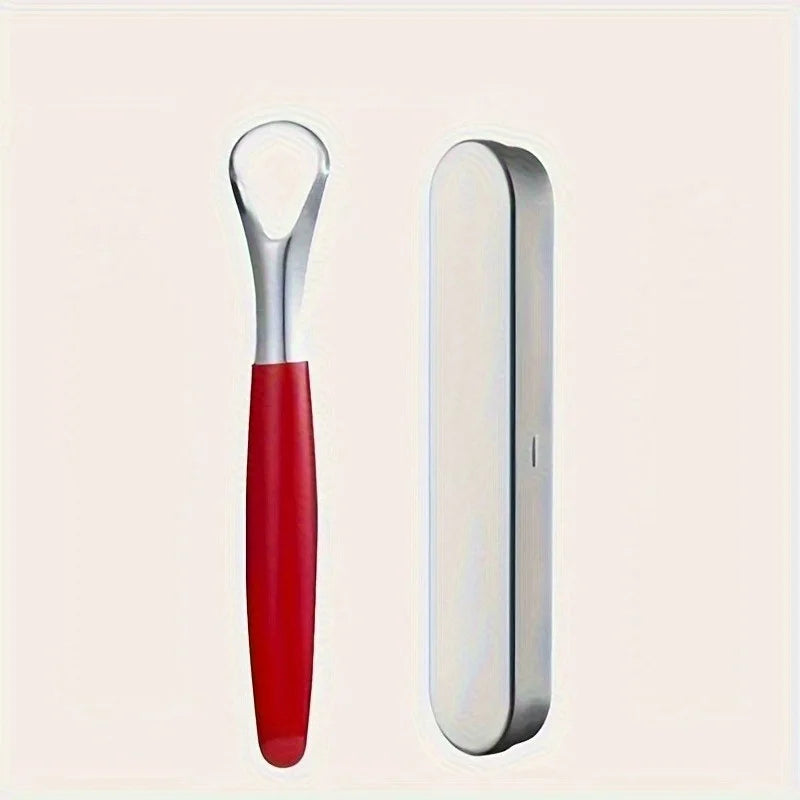 A Stainless Steel Tongue Scraper Designed to Bad Breath, This Reusable Oral Hygiene Tool Serves As a Tongue Cleaning Beauty