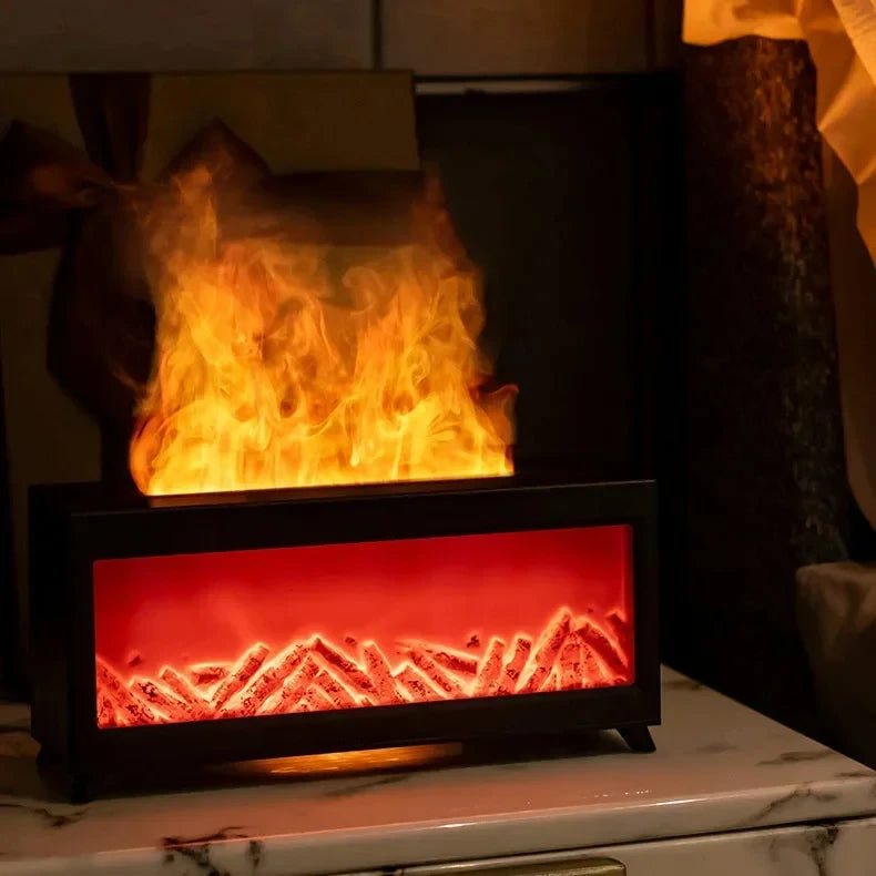 New Simulation Fireplace Flame air Humidifier Remote Control Colorful Night Light Desktop Home  Essential Oil Aroma Diffuser