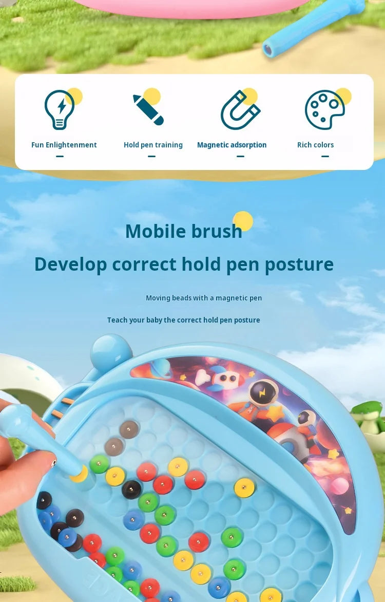 1 PCS Children's Magnetic Doodle Board with Pen & Beads Drawing Toy for 3-8 Years Kids Educational Boy Girl Montessori Gift