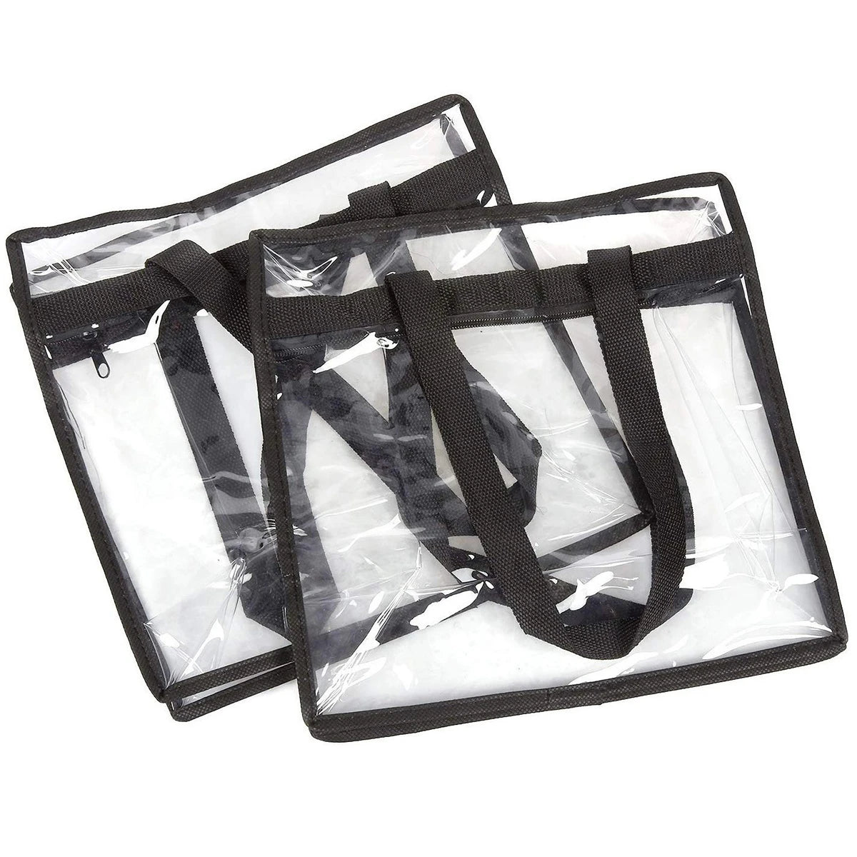 2Pcs Transparent Totes Large Capacity Clear Tote Bags with Zipper Flexible Multipurpose PVC for Swim Storage Shopping Waterproof