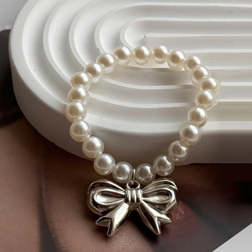 17cm Labubu Macaron Sitting Party Ornament DIY Cute Cartoon Plush Pendant Pearl Necklace Chain Alloy Accessory