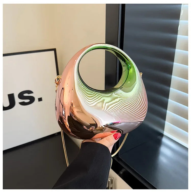 Luxury Designer Evening Clutch Clear Acrylic Women Handbags Fashion Shoulder Bag Half Moon Wedding Purses Party Tote Ladies