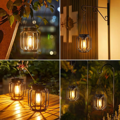 Solar Powered LED Hanging Lanterns Lights Waterproof Outdoor Lawn Lamps~Gardens