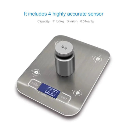 Electronic Digital Kitchen Scale  LED Display 10kg 5kg/1g Stainless Steel Panel Scales Home Jewelry Food Snacks Weighing Tools