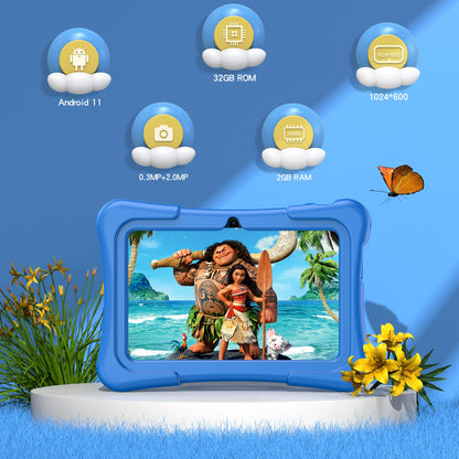 PRITOM Tablet for Kids 7 Inch Android 11 32 GB WiFi Bluetooth Dual Camera Educational Software Installed with Proof Case