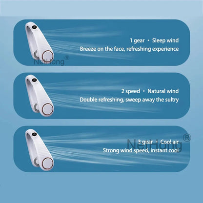 Digital Display Portable Neck Fan USB Rechargeable Wearable Travel Fans`