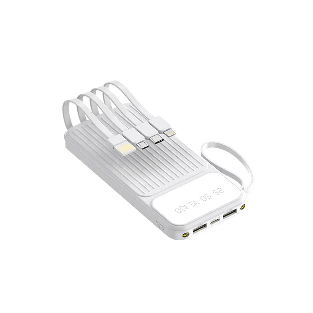 10000Mah Power Bank Pack 4 Cables Fast Charger External Battery For Mobile Phone