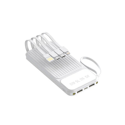 10000Mah Power Bank Pack 4 Cables Fast Charger External Battery For Mobile Phone