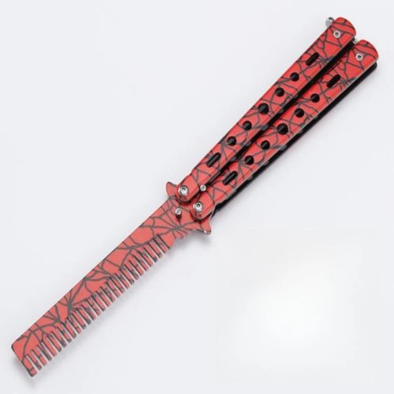 Folding Butterfly Comb for Men Portable Butterfly Training Comb Knife Foldable Trainer Pocket Flail Metal Knife Uncut Blade
