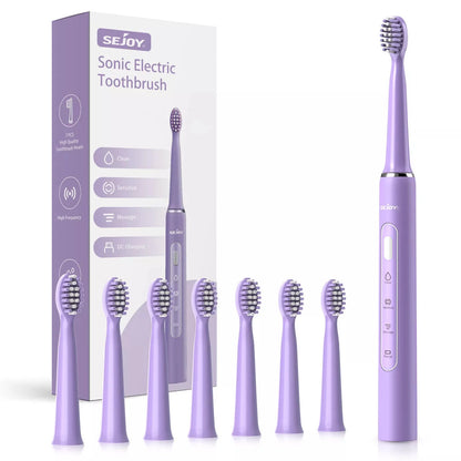 Sejoy Electric Toothbrush with 6 Heads 3 Cleaning Modes for Dental Care Smart Timer Rechargeable Sonic Toothbrush